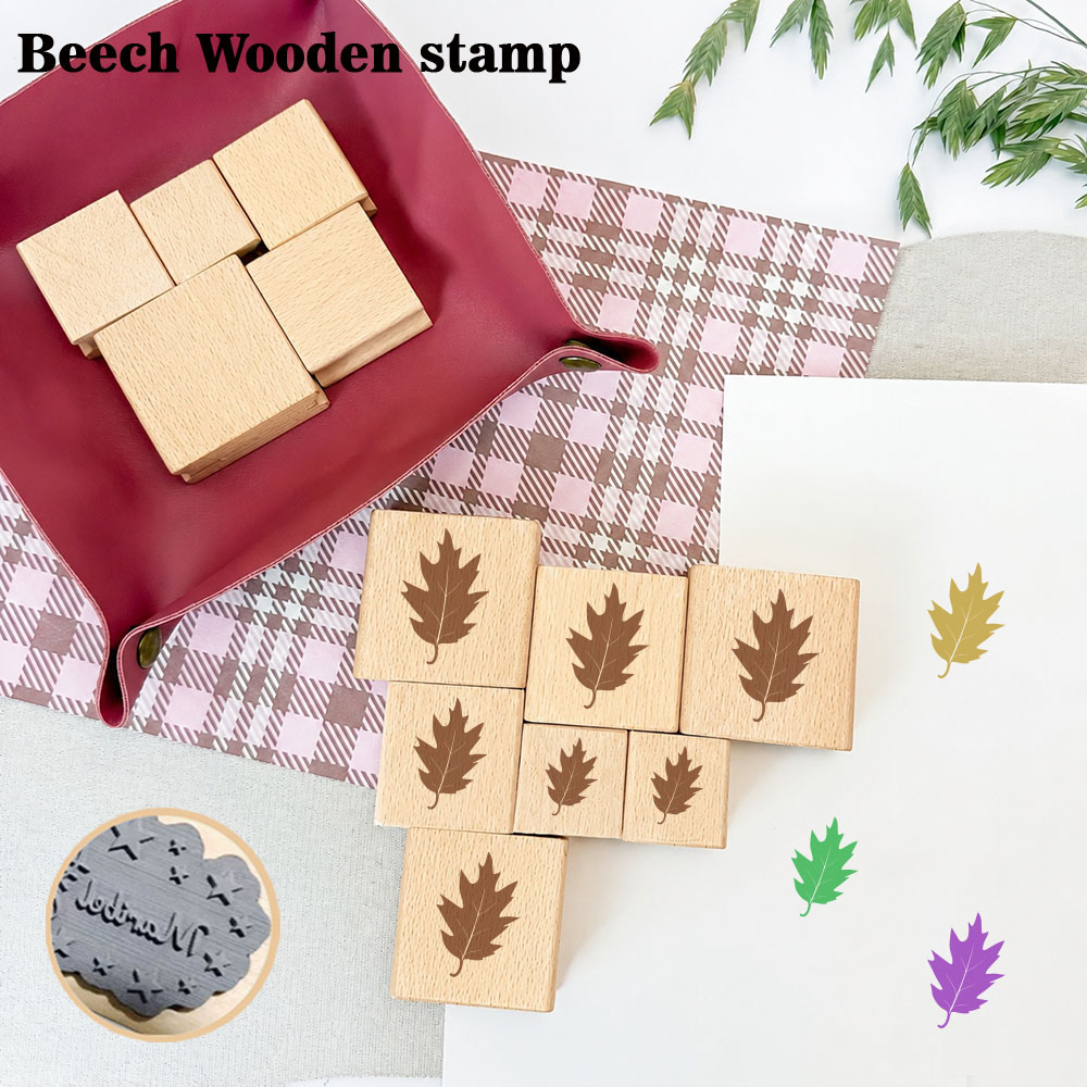 Solid Wood Serrated Leaf Botanical Stamp for DIY